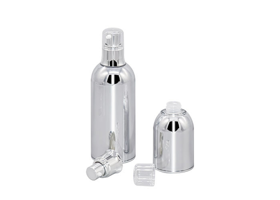 Full Electroplating Cosmetic Airless Pump Bottle 30ml 50ml 100ml Silver Acrylic